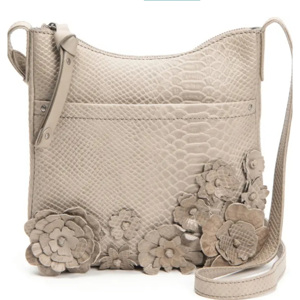 FRYE MELISSA 3D floral Zip crossbody bag with adjustable leather strap- Interio